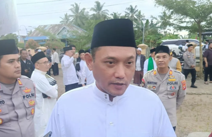Wagub Kaltim Seno Aji saat diwawancara usai Safari Ramadhan di Masjid Besar Al-Wustho, Palaran, Samarinda, Kaltim, Sabtu (8/3/2025). ANTARA/Ahmad Rifandi
