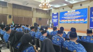 Suasana Sambutan Sekda Kukar, Sunggono pada kegiatan Pengukuran Dewan Pengurus KORPRI dan PAW BAPOR KORPRI Kukar.
